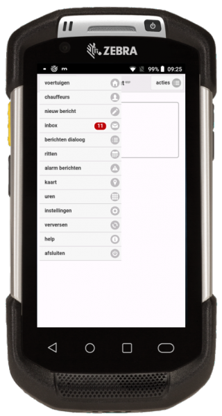 MobiScout Planner app Menu