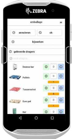 Emballage registratie - MobiScout Mobile